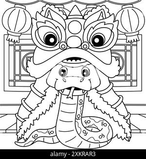 Year of the Dragon Dragon Dance Kids Coloring Page Stock Vector Image ...