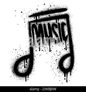 Spray Painted Graffiti Tone icon Word Sprayed isolated with a white background. graffiti Note music icon with over spray in black over white. Vector i Stock Vector