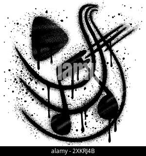 Spray Painted Graffiti Tone icon Word Sprayed isolated with a white background. graffiti Note music icon with over spray in black over white. Vector i Stock Vector