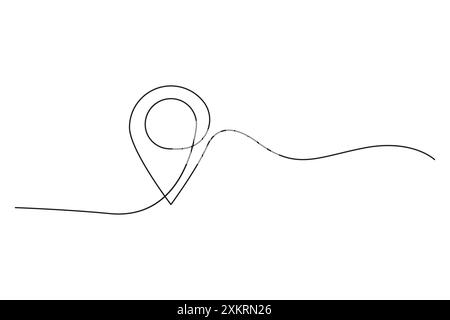 Location Pin with Path. Simple Vector Icon. Minimalist Geometric Design. Navigation Symbol. Stock Vector