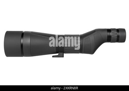Modern spyglass. Long-range observation device. Monocular isolate on a white background. Stock Photo