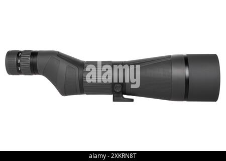 Modern spyglass. Long-range observation device. Monocular isolate on a white background. Stock Photo