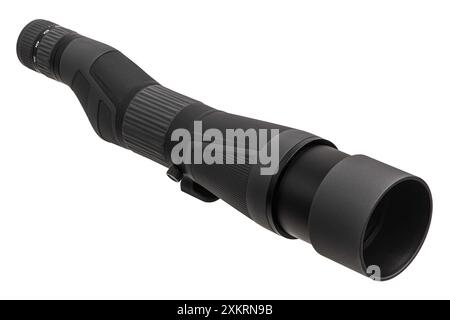 Modern spyglass. Long-range observation device. Monocular isolate on a white background. Stock Photo