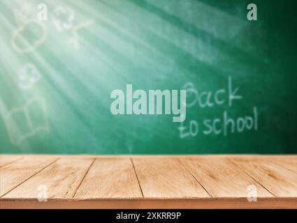 Female teachers hand writing on school board back to school white chalk. Concept back to school. Mock up for design. Copy space. Education Concept. Stock Photo