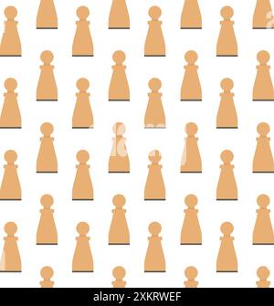 Vector seamless pattern of flat chess figure isolated on white background Stock Vector