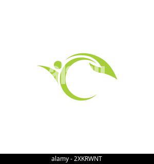 people leaf logo design template. YC People Logo Stock Vector