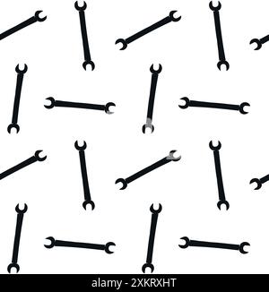 Vector seamless pattern of hand drawn wrench silhouette isolated on white background Stock Vector