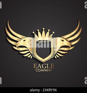 3d golden eagle heraldry logo Stock Vector
