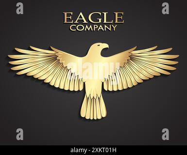 3d golden metal elegant eagle logo design Stock Vector
