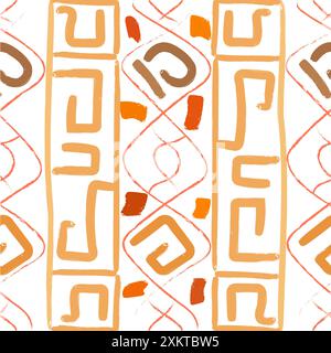 This image features a bold and abstract pattern composed of geometric shapes in warm, earthy tones. The design showcases a variety of rectangles and l Stock Photo
