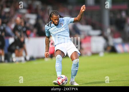 Kasey Palmer (45 Coventry City) crosses the ball during the Pre-season Friendly match between Stevenage and Coventry City at the Lamex Stadium, Stevenage on Tuesday 23rd July 2024. (Photo: Kevin Hodgson | MI News) Credit: MI News & Sport /Alamy Live News Stock Photo