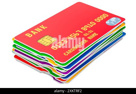 A stack of colored bank cards. 3d rendering Stock Photo - Alamy