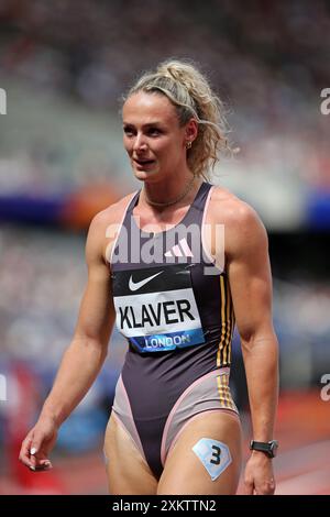 Lieke KLAVER (Netherlands, Holland) after competing in the Women's 400m Final at the 2024, IAAF Diamond League, London Stadium, Queen Elizabeth Olympic Park, Stratford, London, UK. Stock Photo