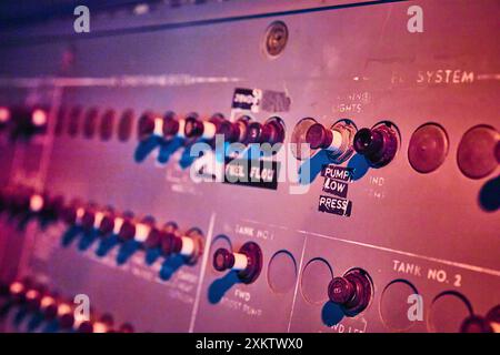 Industrial Control Panel Toggle Switches Close-Up Stock Photo
