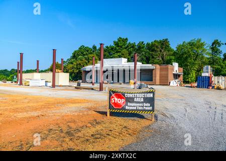 Horizontal shot of a modern convenience store construction site. Stock Photo
