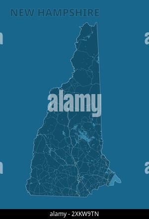 New Hampshire, United States artistic blueprint map poster Stock Vector