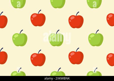 Red and yellow apples. Vector seamless pattern Stock Vector