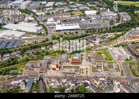 Luftbild, Hochschule Ruhr West - Campus Mülheim, Gewerbegebiet, Weseler Straße, Broich, Mülheim an der Ruhr, Ruhrgebiet, Nordrhein-Westfalen, Deutschland ACHTUNGxMINDESTHONORARx60xEURO *** Aerial view, Hochschule Ruhr West Campus Mülheim, industrial estate, Weseler Straße, Broich, Mülheim an der Ruhr, Ruhr area, North Rhine-Westphalia, Germany ACHTUNGxMINDESTHONORARx60xEURO Stock Photo