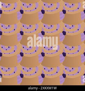 Sponge roll with blueberry jam. Seamless pattern.  Stock Vector