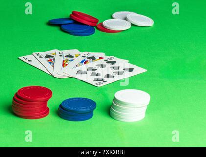 Winning hand in poker - royal flush spades Stock Photo