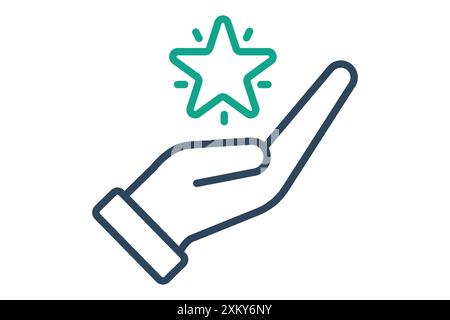 Loyalty icon. hand with star. icon related to reward. line icon style. business elements vector illustration Stock Vector