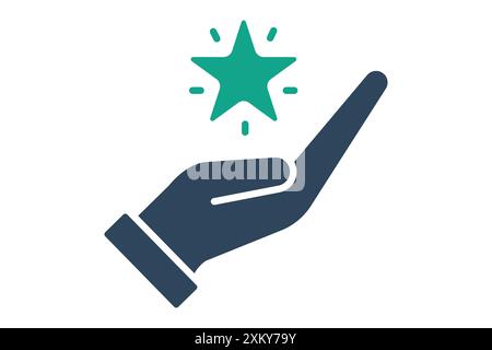 Loyalty icon. hand with star. icon related to reward. solid icon style. business elements vector illustration Stock Vector