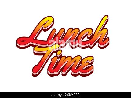 Lunch time. Text effect design in 3D style with good colors Stock Vector