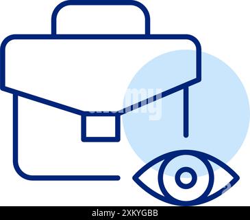 Briefcase and eye symbol. Portfolio assets visibility, financial transparency and management. Pixel perfect, editable stroke icon Stock Vector