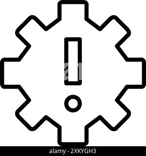 Cogwheel and exclamation mark. Alert system configuration. Pixel perfect vector icon Stock Vector