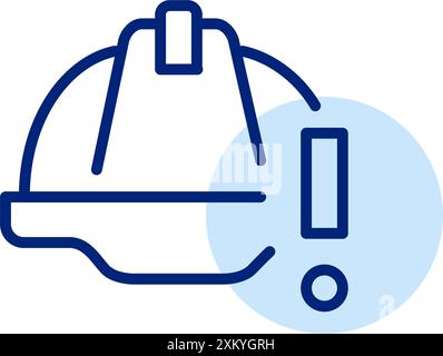 Hard hat and exclamation mark. Construction work safety, emergency warning. Pixel perfect, editable stroke icon Stock Vector