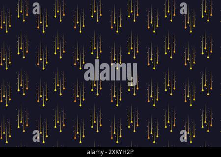Seamless pattern of shooting stars on a dark background Stock Vector