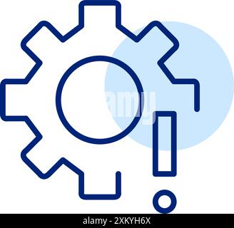 System notification. Configuration options. Cogwheel and exclamation mark. Pixel perfect, editable stroke icon Stock Vector