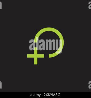 letter p round plus medical symbol logo vector Stock Vector