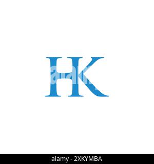 letter hk simple linked font blue logo vector Stock Vector
