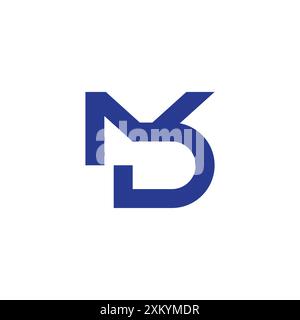 letter md linked abstract geometric logo vector Stock Vector