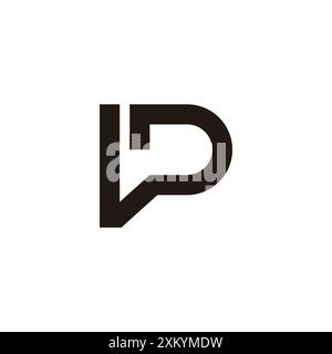 letter vp simple linked geometric lines logo vector Stock Vector
