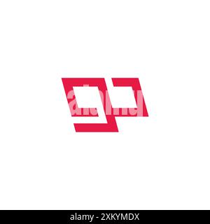 letter gp simple squares geometric line logo vector Stock Vector