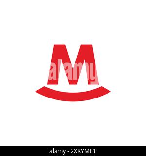 letter m red carpet font simple geometric logo vector Stock Vector