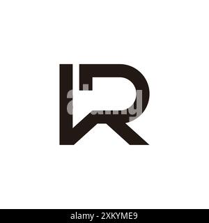 letter vr simple linked geometric lines logo vector Stock Vector