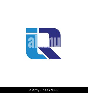 letter ir simple geometric blue logo vector Stock Vector