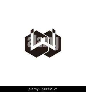 letter w linked hexagon simple geometric logo vector Stock Vector