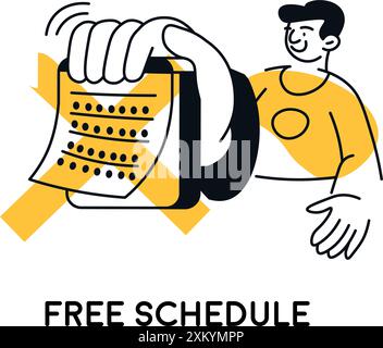 Illustration of a person tearing a calendar Stock Vector