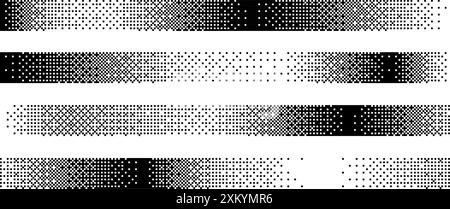 Pixelated gradient rectangle frame. Black dithered radial gradation ...