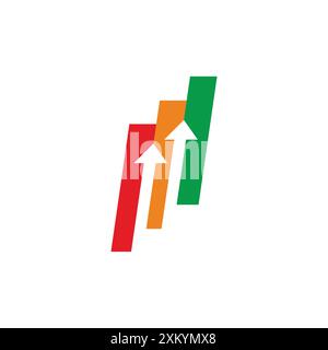 bars chart arrow up simple colorful logo vector Stock Vector