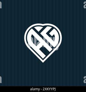 Heart Letter AG Logo - Initial Monogram Template for Alphabet A and G Stock Vector