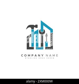 House Repair and Maintenance Logo with Repairing Tools Stock Vector