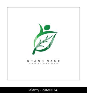 Human Leaf Icon - Healthy Life Logo Design Stock Vector