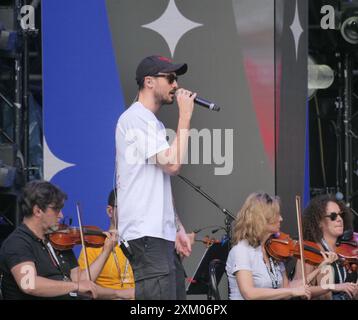 Carl Brave singer during orchestra rehearsals and acoustic test in ...