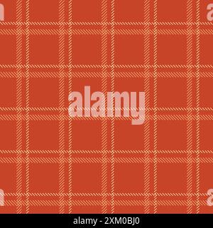 Classic plaid design with intersecting lines in a grid formation. Rich, warm red background with beige diagonal hatching. Stock Vector