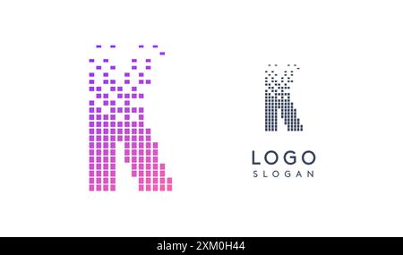 Pixelated Letter M transitioning into scattered pixels with gradient ...